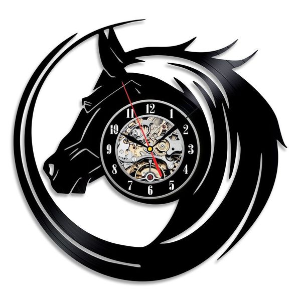 Horse Gift Wall Clock Vinyl Record Art Decor Vintage Decoration