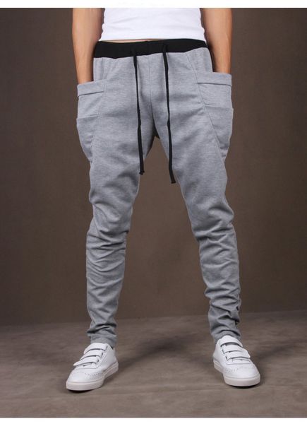 

2017 Mens Joggers Fashion Harem Pants Trousers Hip Hop Slim Fit Sweatpants Men for Jogging Dance Black Gray Wine Red sport pants M-2XL