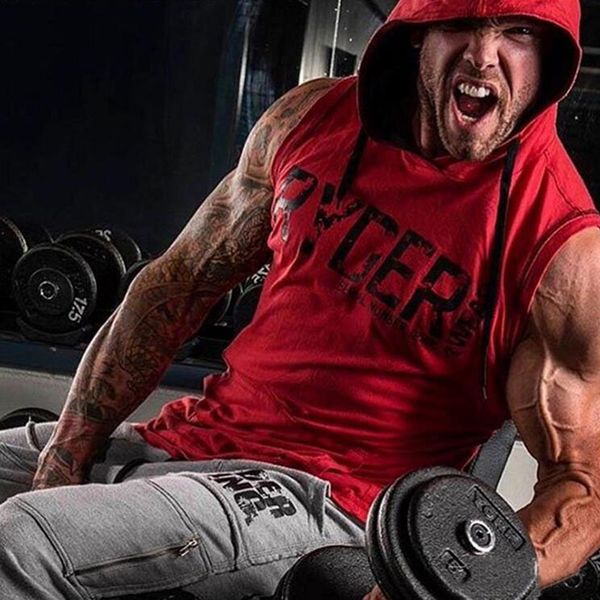 

wholesale- kele shine men' bodybuilding hoodies sleeveless hoodie tracksuit muscle vest gyms clothing casual workout clothes dxm12, White;black