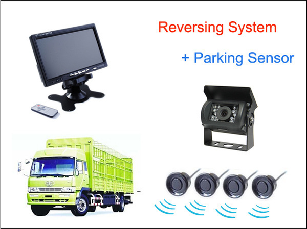 

2.4g wireless car truck rearview parking sensors pz608w 7 inch digital lcd monitor automatically work when reversing dc 12v 24v ems