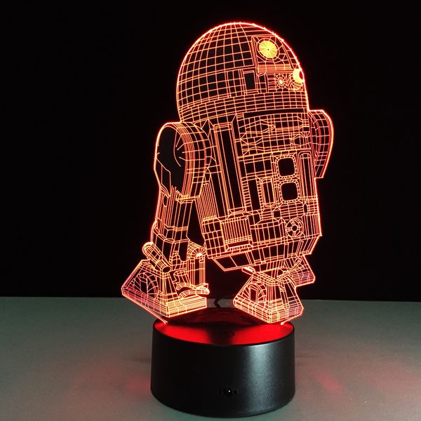 

2017 R2D2 3D Оптическая Иллюзия Лампа Night Light DC 5 В USB Зарядка 5-й Батареи Оптовая Dropshipping Б