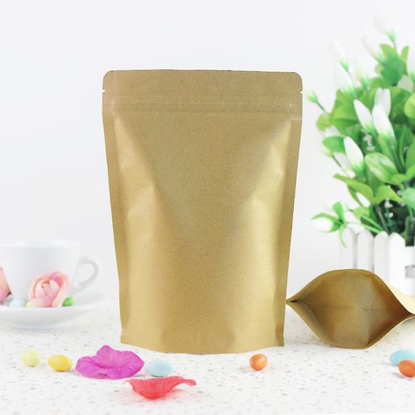 

gift bags new 100pcs lot 11sizes kraft paper brown packaging bag stand up zipper packing bags zip lock retailer package free