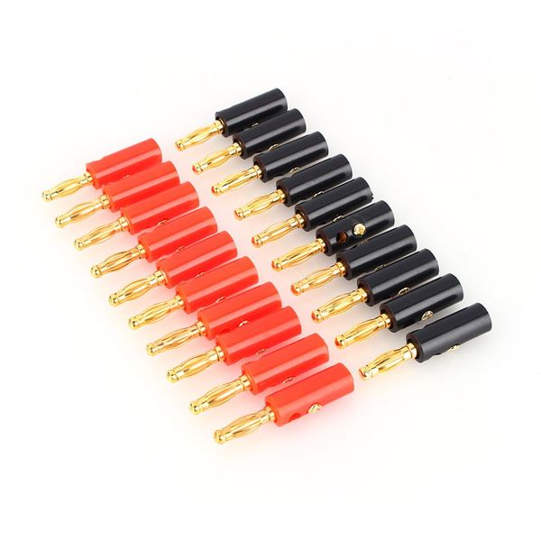 Freeshipping 20 pz/pacco Nero Rosso Filo Audio Altoparlante Cavo Connettori Spina A Banana 4mm Adattatore