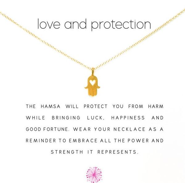

with card cute necklace with love hand pendant (love and protection), silver and gold color, and