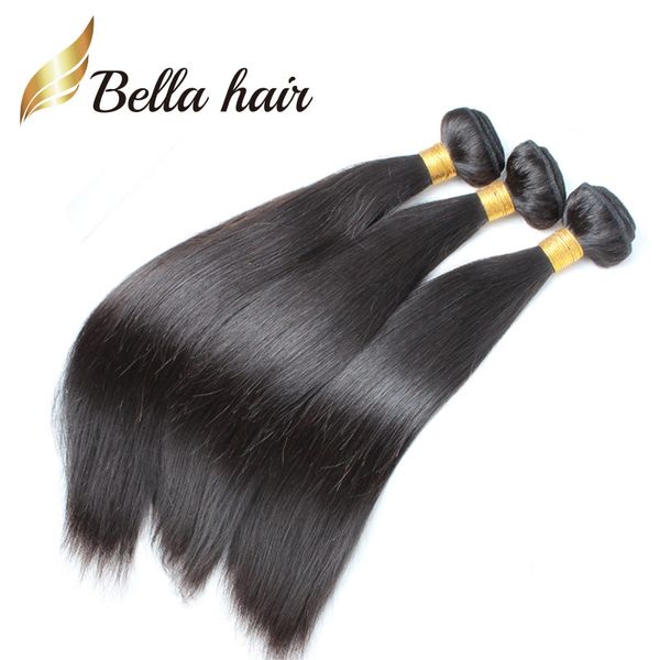 9A Estensioni dei capelli brasiliani Capelli umani al 100% Tesse Colore naturale Trama diritta setosa 3 pacchi Testa completa BellaHair