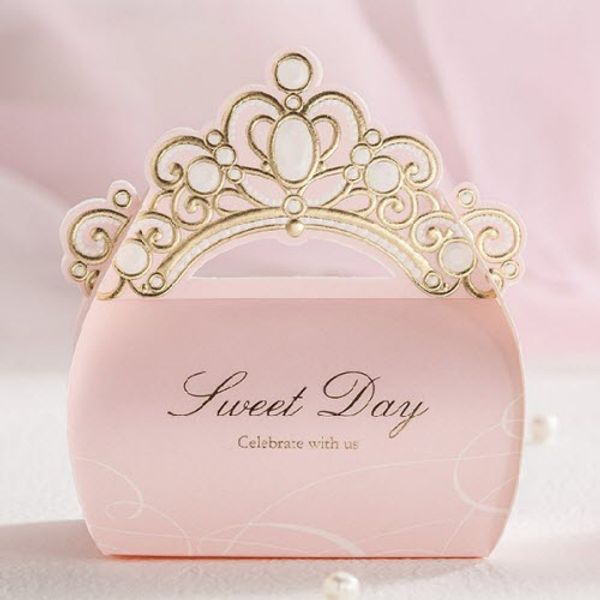 

Розовое Золото Блестящая Корона Свадебные Конфеты Пользу Коробки
