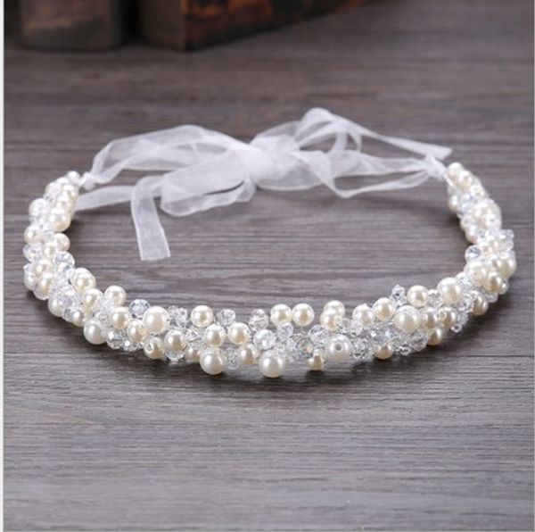 

geogeous bridal hair band- handmade pearls bridal head piece wedding hair band bridal hair accessories, Slivery;golden
