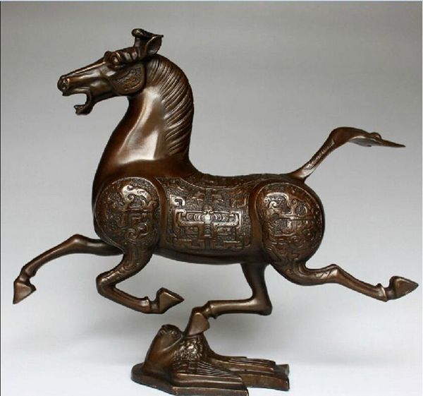 19"Chinese Feng Shui Pure Bronze Copper famous Horse riding Chebi horse Statue