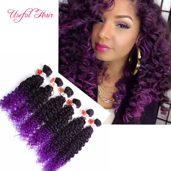 

220g brazilian kinky curly hair weaves sew in hair extensions ripple hair braids jerry curly,synthetic braiding,burgundy color weave bundles, Black