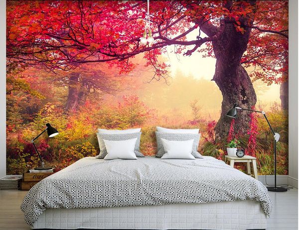 

highland trees autumn leaves natural landscape backdrops wallpaper for walls 3 d for living room