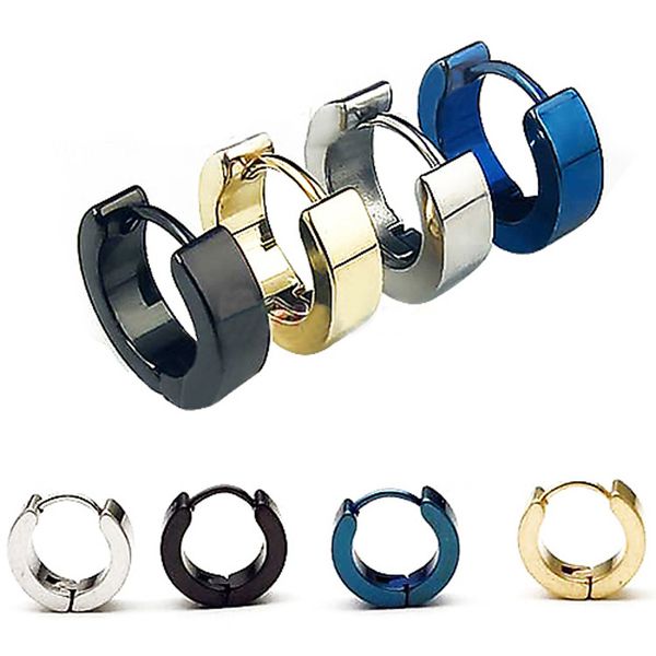 

Chic 1Pair Cool Punk Men's Stainless Steel Hoop Piercing Round Earring Ear Stud Men jewelry