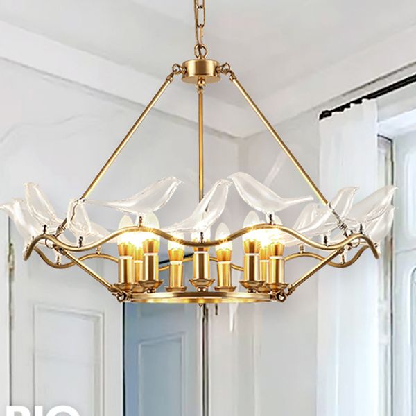 

modern copper pendant lights fixture led light american glass bird pendant lamps parlor bed living room dining room home indoor lighting