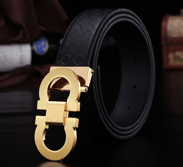 

New Fashion Mens Business Belts Luxury Ceinture Automatic Buckle Genuine Leather Belts For Men Waist Belt