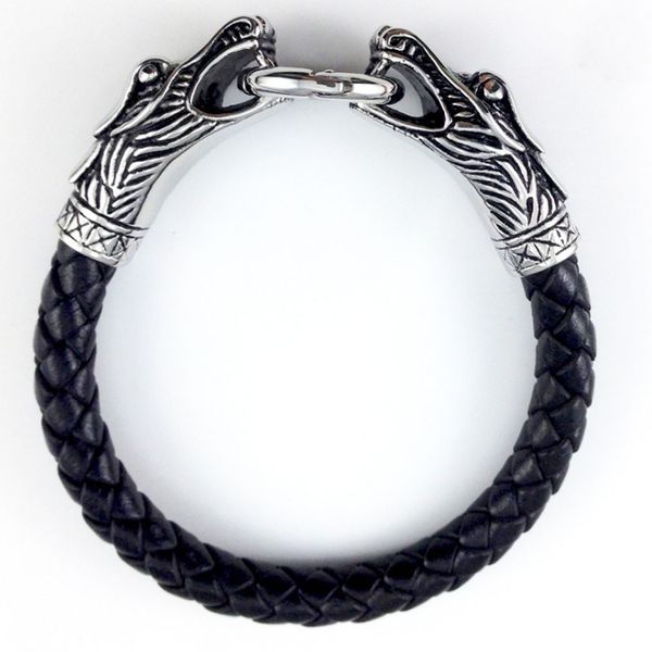 

europe and the united states selling titanium double tap leather bracelets italian leather bracelet stainless steel bracelet, Black