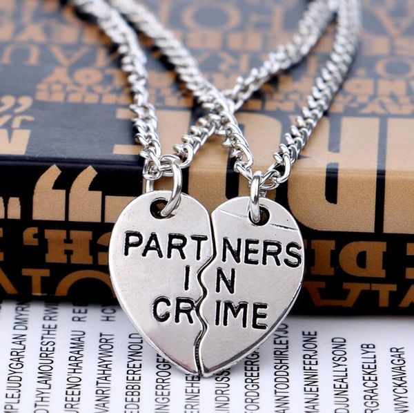 

new friend good friend partner in crime necklace simple friendship witness wfn010 (with chain) mix order 20 sets a lot 1set=2 pieces, Silver