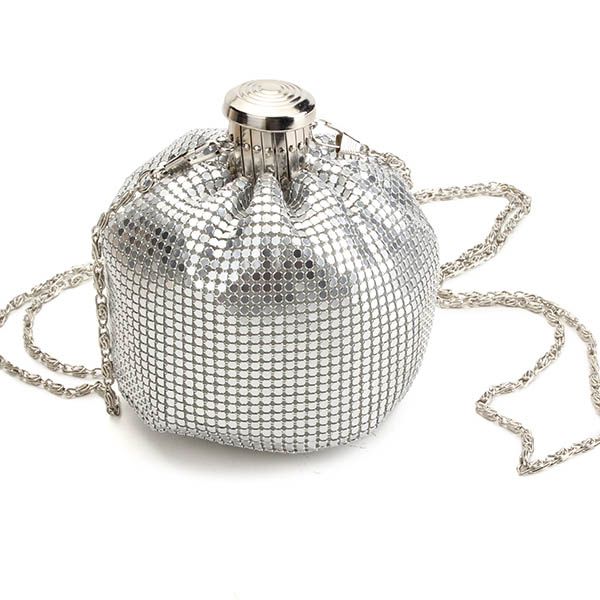 

wholesale-small evening chain bags shinning womens shoulder handbags wedding party ladymini day clutches round design crossbody bag