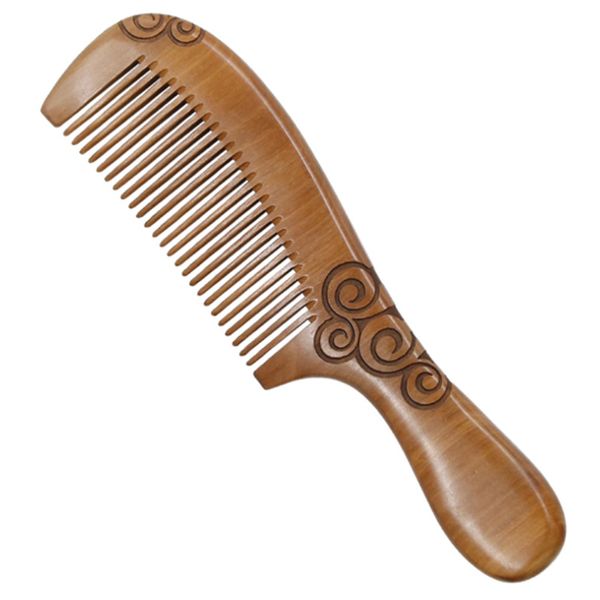 

peach wood comb new long handle massage head scalp anti static hairloss haircut fade comb over hair beard style christmas gift wholesale sup, Silver