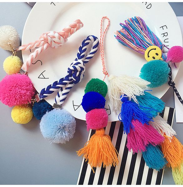 

20pcs pom pom keychain purse charm tassel keychain bag charm handbag charms tassel bag, Black