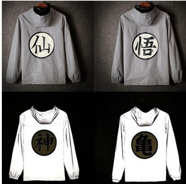 

New Fashion Japanese Anime Dragon Ball Goku 3m Reflective Jacket Spring Autumn Thin Hoodie Mens Windbreaker Jacket Coat