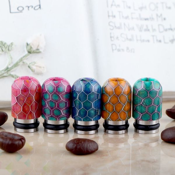 

510 Grid Drip Tips Stainless Steel + Epoxy Resin Drip Tip Wave 510 Mouthpiece for Vaporizer 510 Atomizer Tank DHL Free