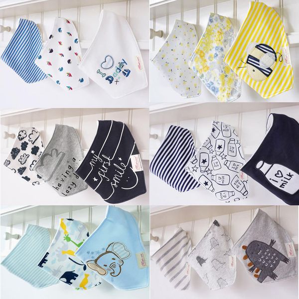 3pcs/set Cute momscare Kids Infant Newborn Baby Bandana Bibs Towel Saliva Towel Burp Cloths Cotton Cartoon Animal Triangular Scarf A119