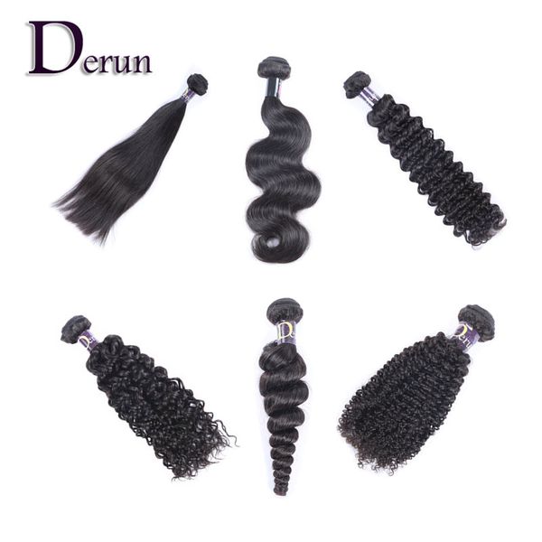 

1pc/lot unprocessed human hair brazilian peruvian indian malaysian hair wefts straight body wave deep wave kinky curly deep curly loose wave, Black