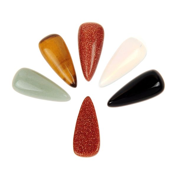 10pcs / lot Criado sementes de girassol Forma Mixed Pedra Natural Cabochons Flatback cristal de quartzo Cabochon Cameo Para Configurações Jóias da Base de Dados em branco