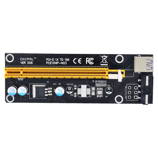 Freeshipping 50pcs 1M PCI-E da 1X a 16X Adattatore PCI Express per scheda riser con cavo USB 3.0 / Alimentatore IDE da 15 pin a 4 pin SATA