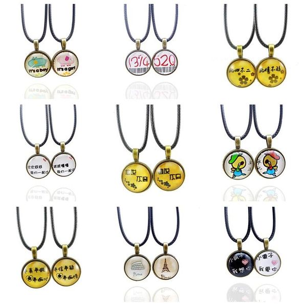 

love couple variety of couple necklace students open jewelry gifts yp046 arts and crafts pendant with chain 1set=2 pieces, Black