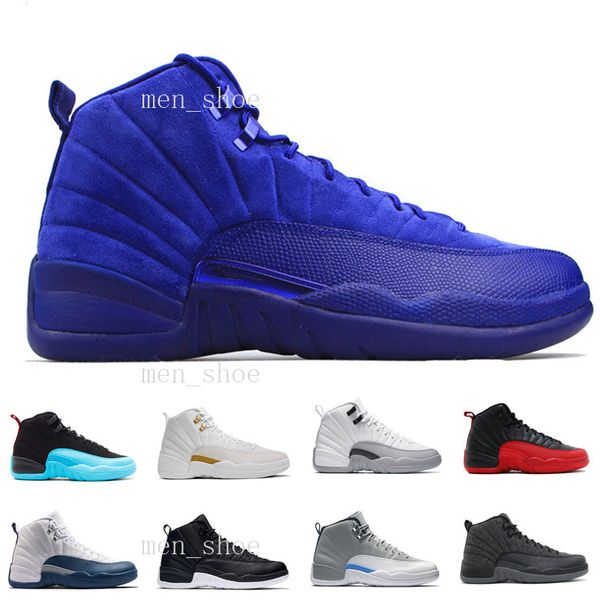 

[With Box]Mens Basketball Shoes wool Gamma Blue New 12 Sports Boots Athletic Shoe Colorway Dark Grey Metallic Silver-Black sneaker