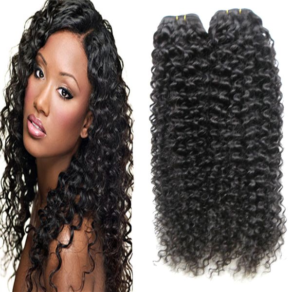 Cabelo cabeça cheia tecer beleza 2 pçs / lote não transformados virgem mongol kinky curly cabelo feixes Nenhum derramamento e grosso