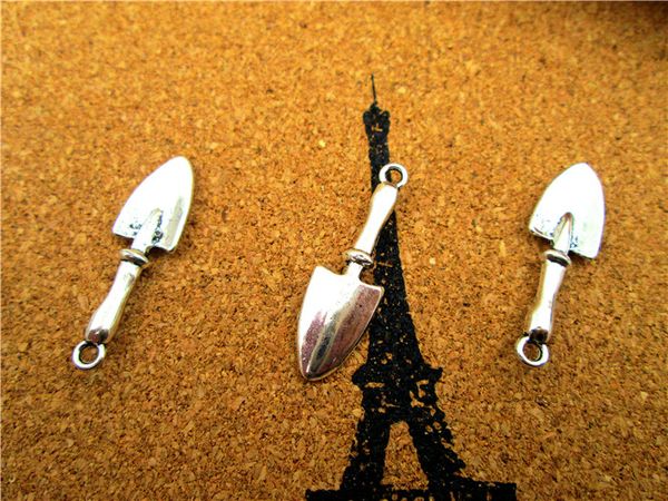 

45pcs trowel shovel charms gardening tools pendants antiqued silver double sided 3d 9 x 22 mm, Bronze;silver