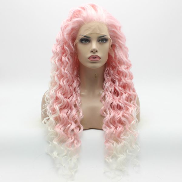 

Ивона волосы вьющиеся длинные розовый корень Белый ломбер парик 18#3100B / 1001 половин