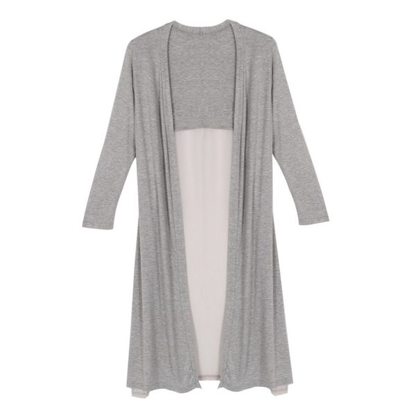 

b 2018 korean style sunscreen cardigan shawl long sweater coat women modal chiffon stitching long sleeve sweaters, White;black