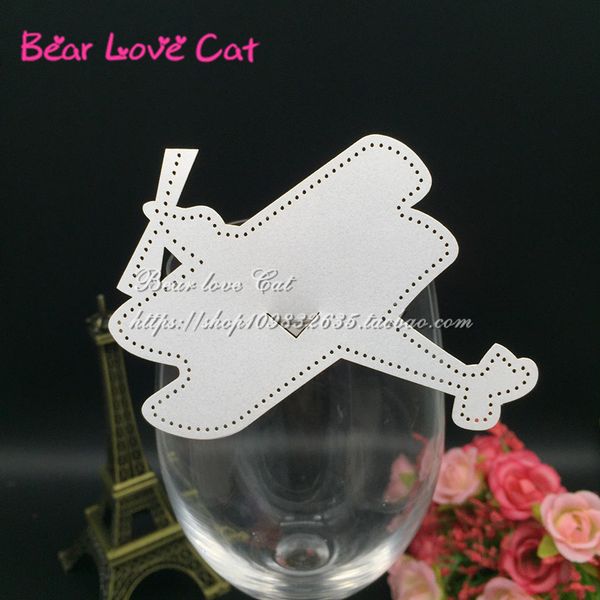 New Arrival Laser Cut White Plane Fighter Wine Glasses Cards Place