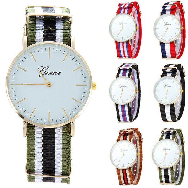 

gofuly fashion dial siamese canvas band analog quartz wrist watch briloom relojes hombre, Slivery;brown