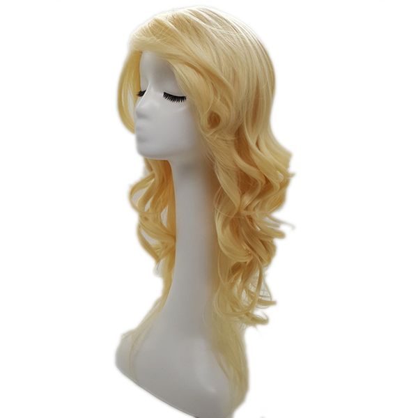 

lolita black women synthetic hair long wave golden 24 inch pelucas sinteticas perruque pruiken peruk peruca wig