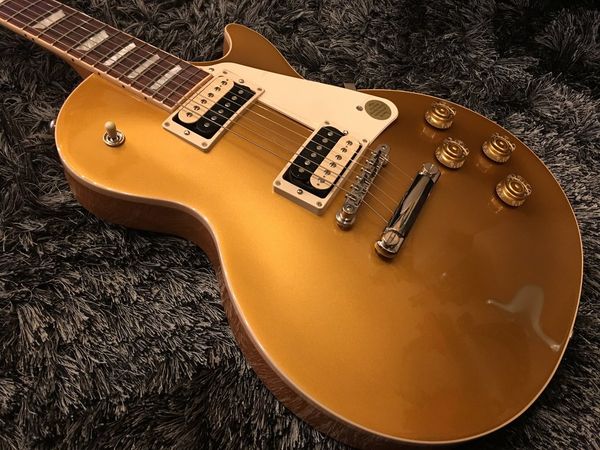

custom shop классический +2017 gold top goldtop электрогитара грязный палец пикапы белый сс inlay