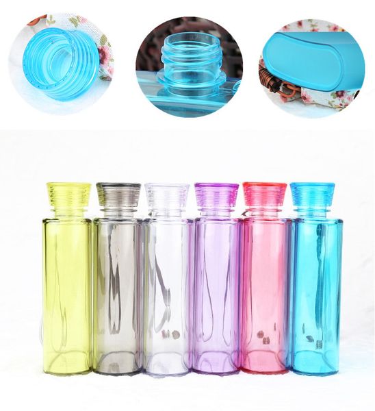 

400ml plastic cups water bottle creative paper bottle sport flat kettle plastic water bottel hip flasks portable water cup 100pcs ib188