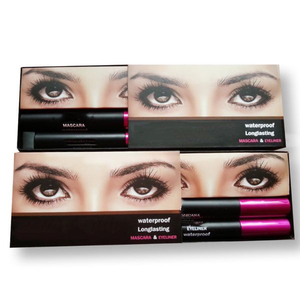 

New makeup Mascara and Eyeliner 2in1 Set Black Top quality DHL Free Shipping 120sets