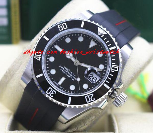 

fashion luxury wristwatch 116610 mens rubber bracelet black ceramic bezel black dial 40mm automatic mechanical men watches new arrival, Slivery;brown