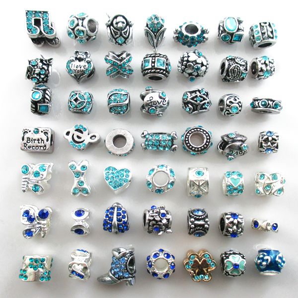 

fits bracelets wholesale beads silver plated crystal charms big hole loose beads for diy european bracelets