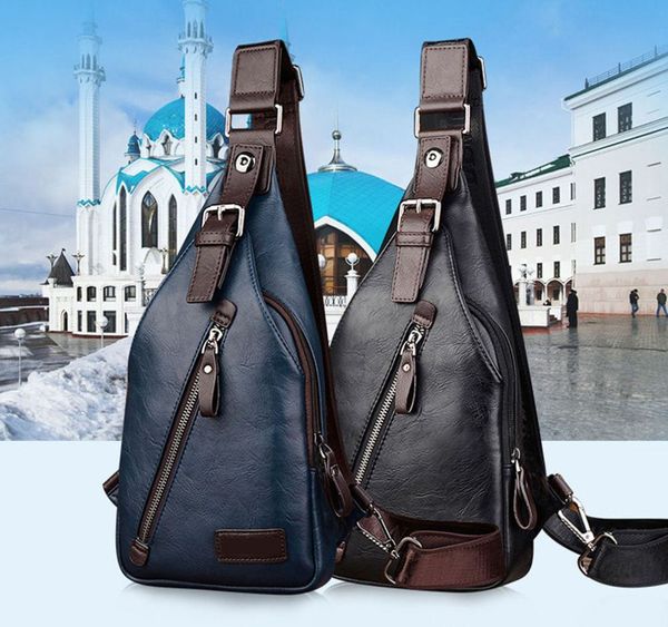 

New Men PU Leather Sling Chest Bag Travel Cross Body Messenger Shoulder Pack