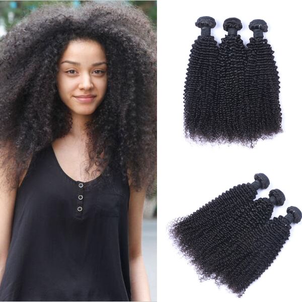 

3 bundles brazilian kinky curl 100% unprocessed human virgin hair weaves 8a quality remy human hair extensions human hair weaves dyeable, Black
