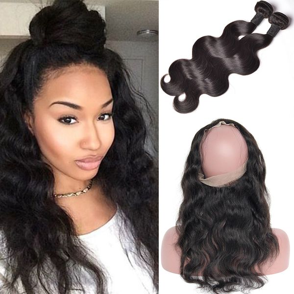 

Pre Plucked Brazilian Body Wave Hair Weaves With 360 Full Lace Frontals Closure Virgin Human Hair With Bady Hair