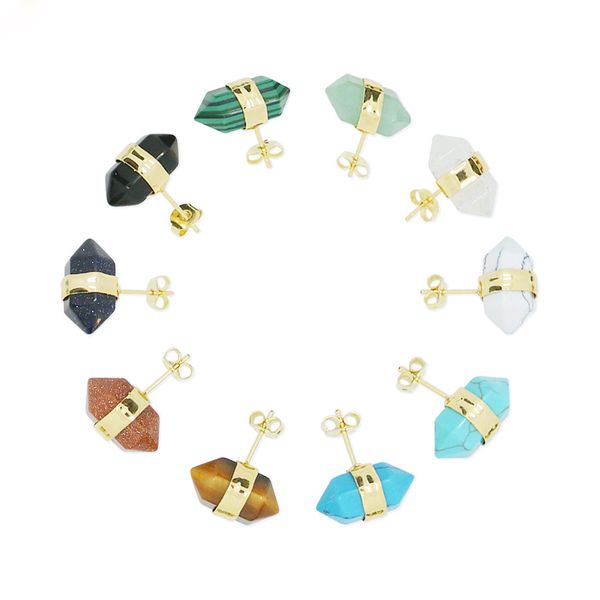 

Натуральный камень серьги 18k позолоченный мини двойной точки чакра прелести Евро