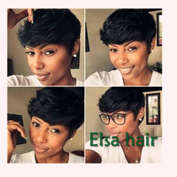 Celebrity Hairstyles Pixie Cut Human Short Hair Wig Brazilian