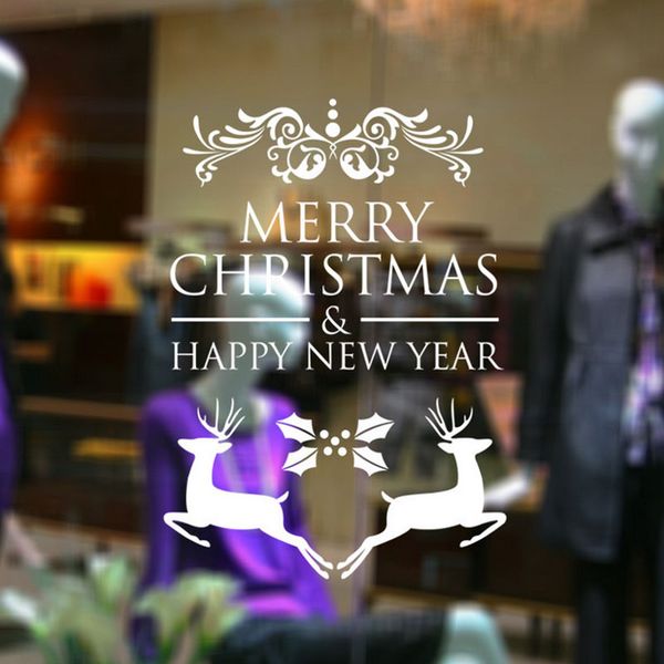 

christmas festival tree deer removable wall sticker home decor adesivo de parede/vinyl 3d window sticker