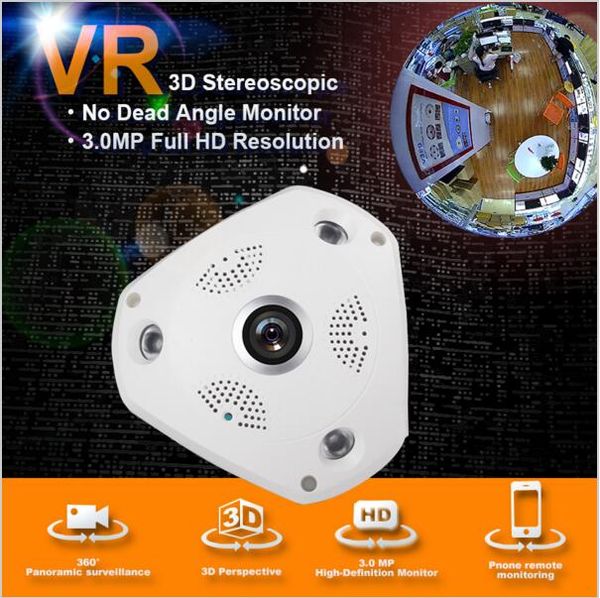 

360 градусов панорама vr камера hd 1536 p 3.0mp беспроводной wi-fi ip cam система домашнего видеонаблюдения