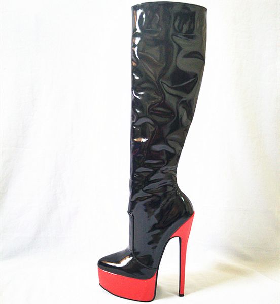 

20cm high height boots women's boots platform stiletto heel knee-high boots no.y2011b, Black